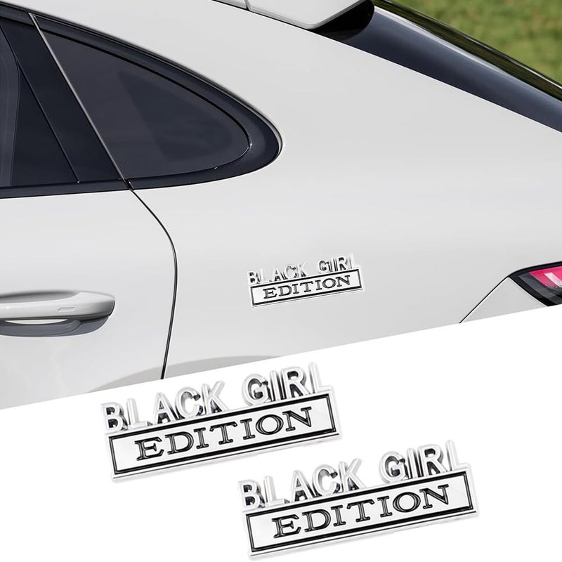 CARRUN 2 Pcs Black Girl Edition Emblem Car Side Rear Front Hood Trunk Door Badge 3D Decal Sticker Fit for Car Truck SUV (Black Girl,Silver Black),CR-Edition - Image 3